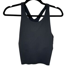 Nike Dri-Fit Luxe Yoga Racerback Crop Tank Top Women's Large Black Athleisure